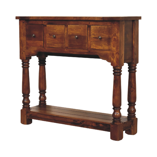 Chestnut 4 Drawer Console Table