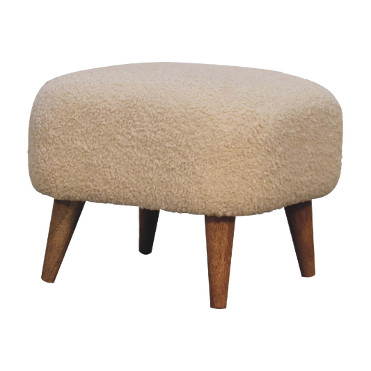 Boucle Cream Square Footstool