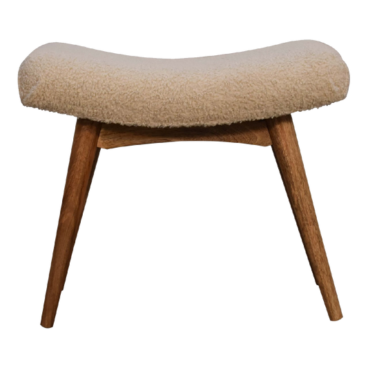 Boucle Cream Curved Bench