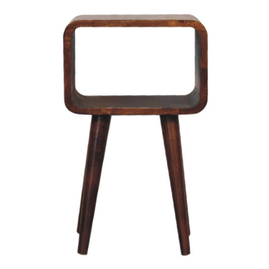 Mini Chestnut Curved Open Bedside