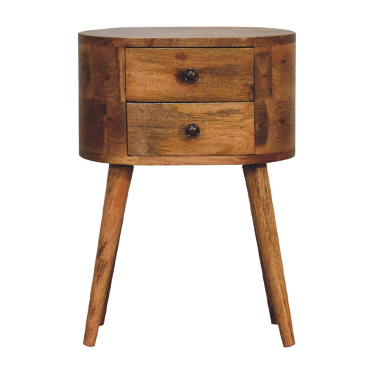 Mini Oak-ish Rounded Bedside Table