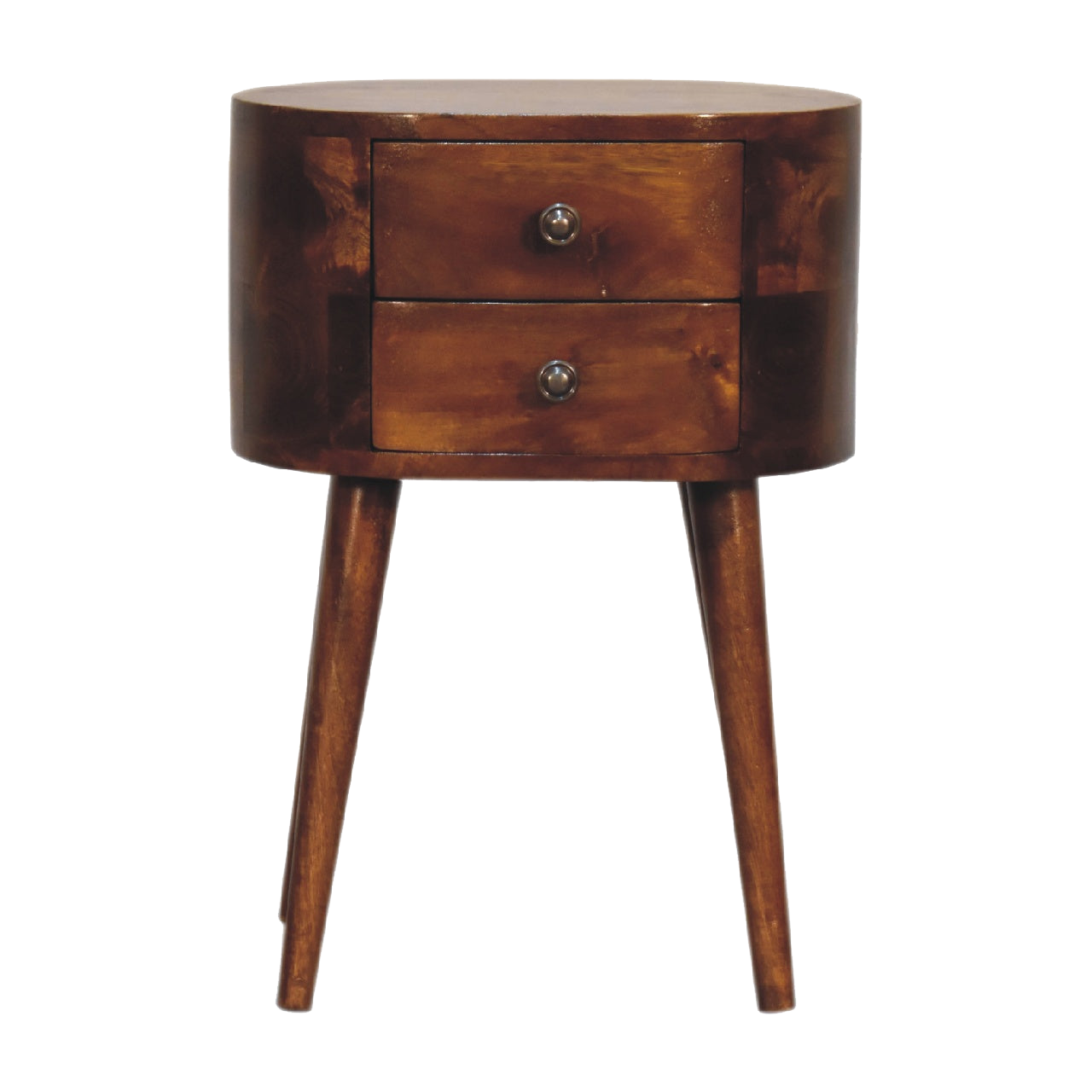 Mini Chestnut Rounded Bedside Table