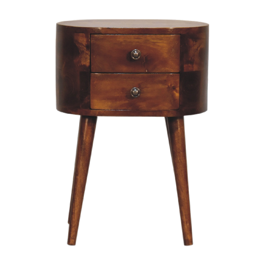 Mini Chestnut Rounded Bedside Table