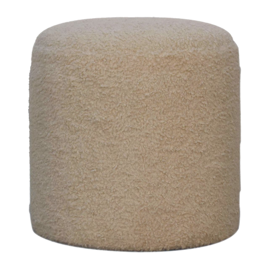 Boucle Cream Round Footstool
