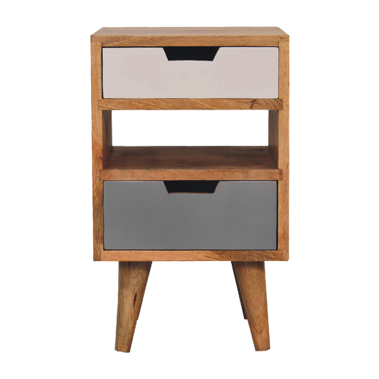 Mini Grey and White Cut-out Bedside