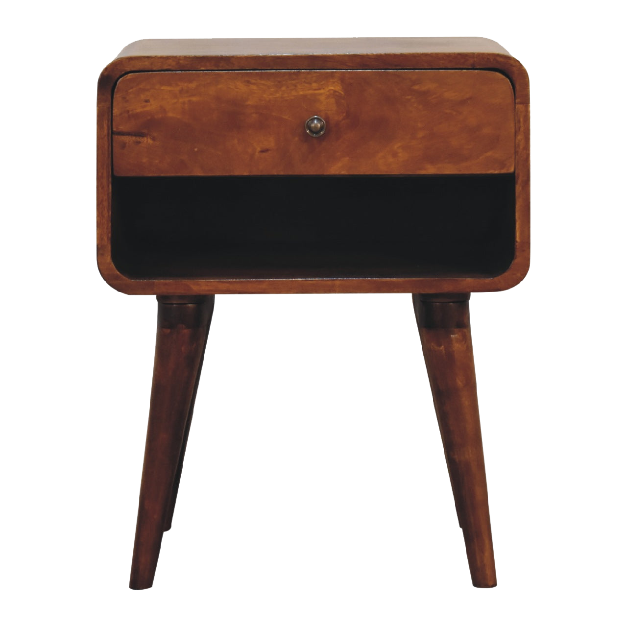 Curve Open Slot Chestnut Bedside