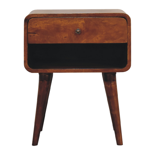 Curve Open Slot Chestnut Bedside
