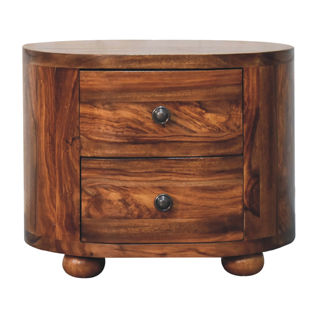 Round Honey Bedside with Bun Feet
