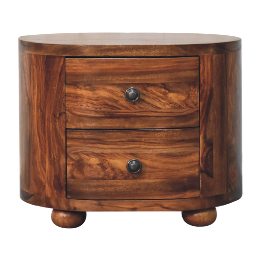 Round Honey Bedside with Bun Feet