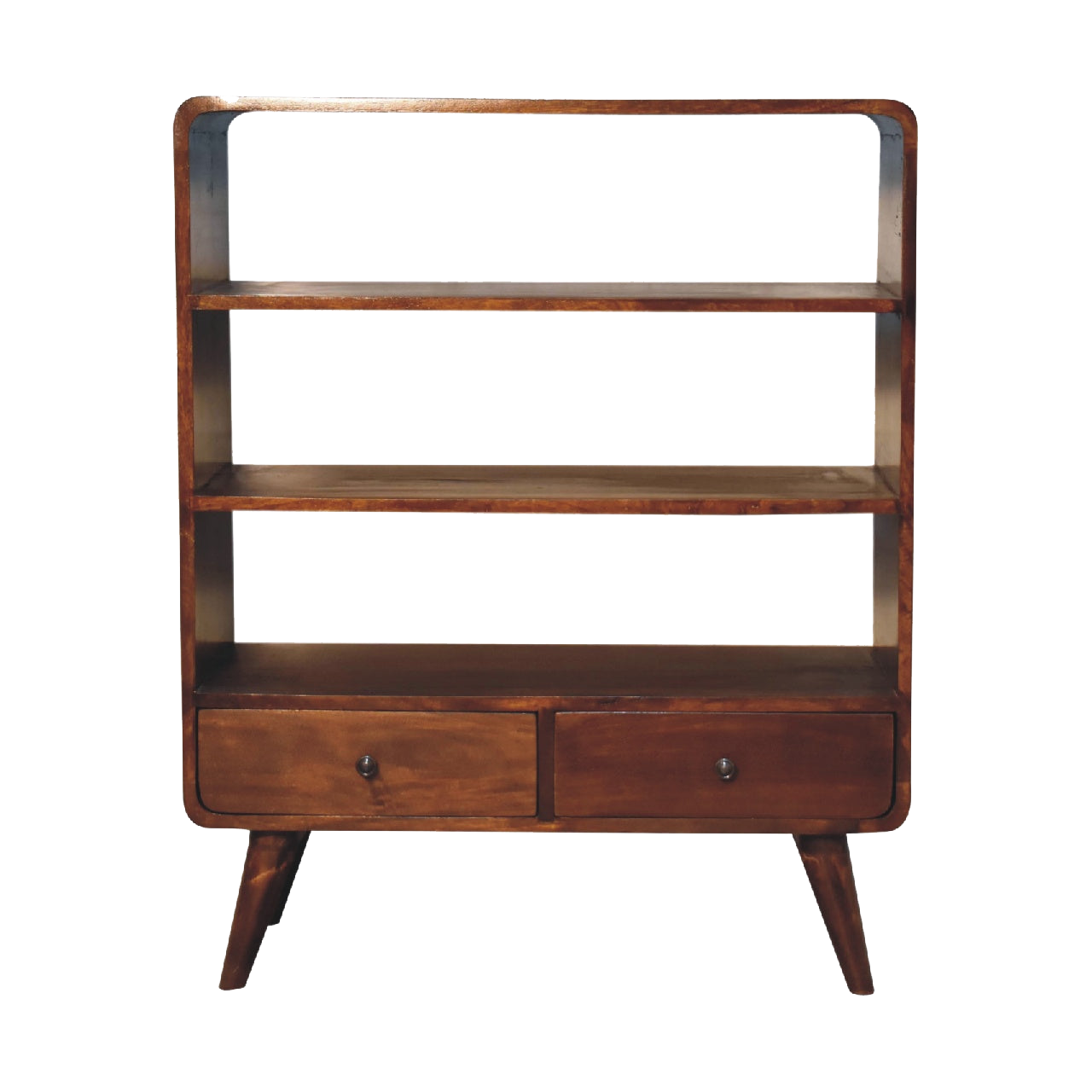 Curved Chestnut Low Bookcase