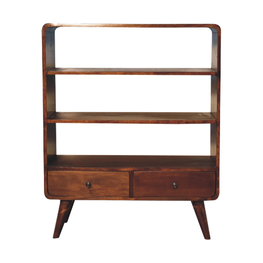 Curved Chestnut Low Bookcase