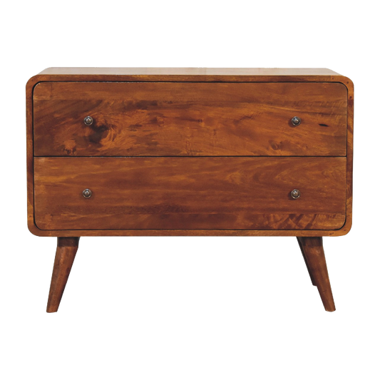 2 Drawer Curved Chestnut Chest