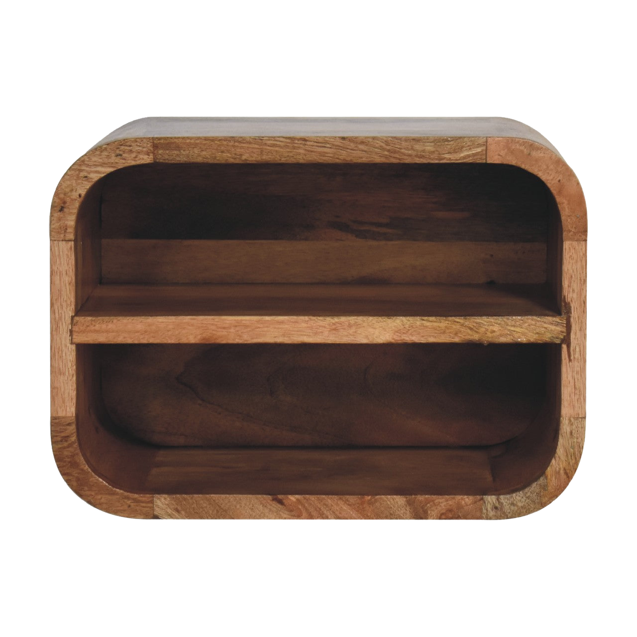Oak-ish Floating Open Curve Bedside