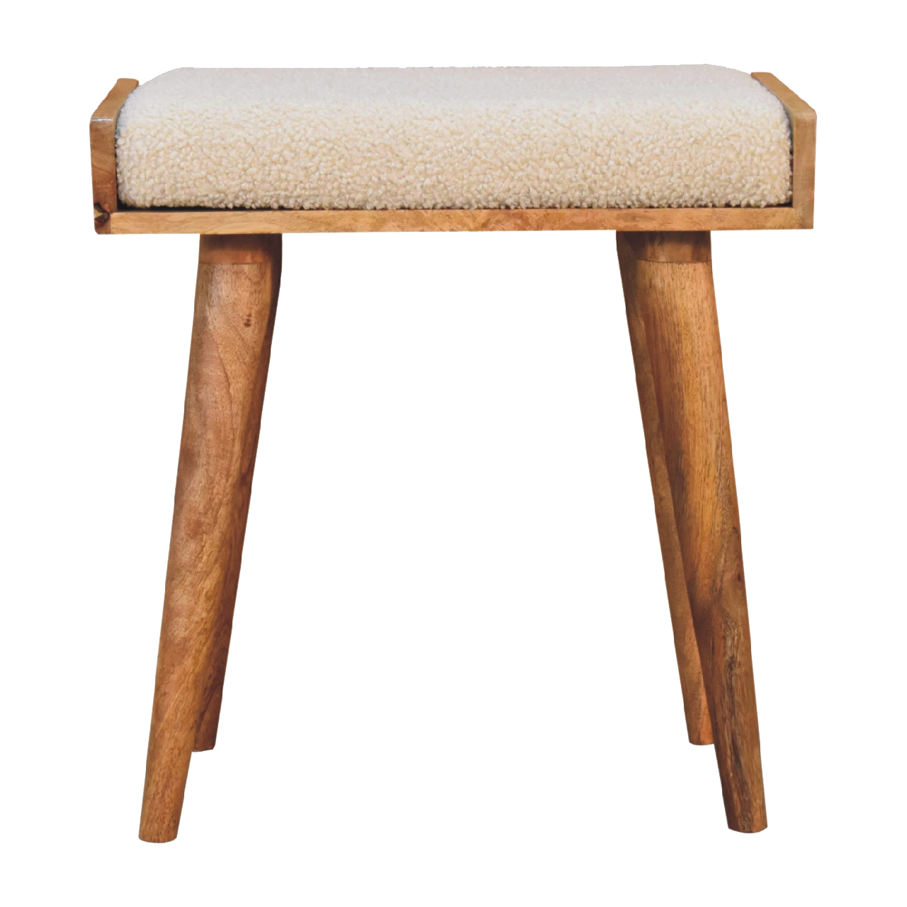 Boucle Cream Tray Style Footstool
