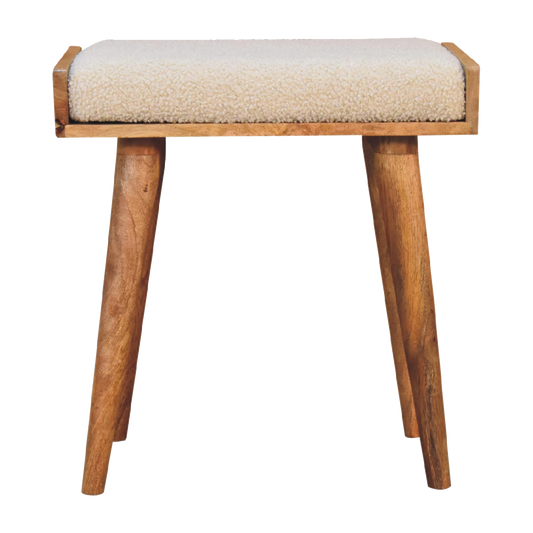 Boucle Cream Tray Style Footstool