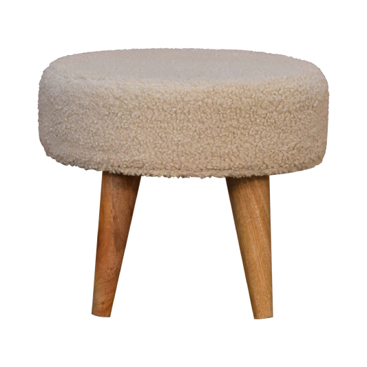 Cream Boucle Petite Footstool