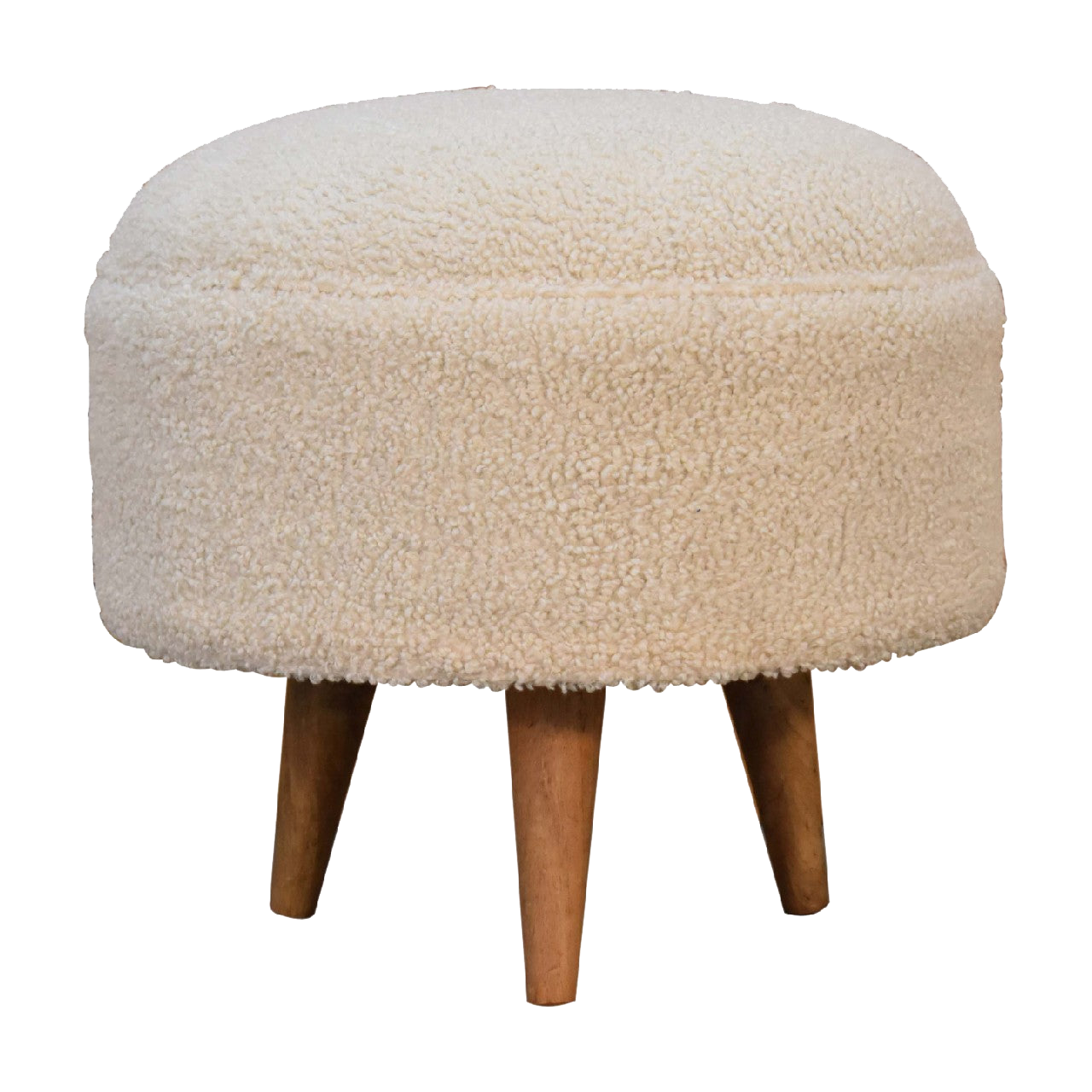 Cream Boucle Rounded Footstool