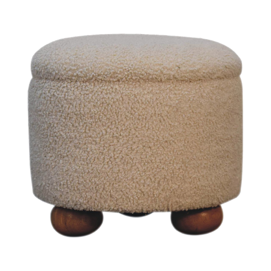 Cream Boucle Storage Footstool