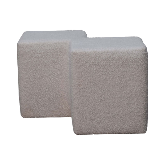 White Boucle Twin Footstool