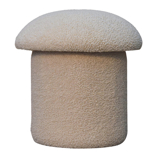 Cream Boucle Mushroom Footstool