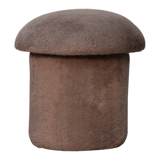 Mocha Faux Fur Mushroom Footstool