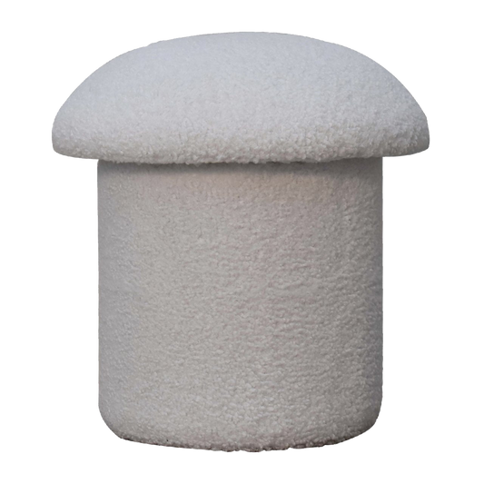 White Boucle Mushroom Footstool