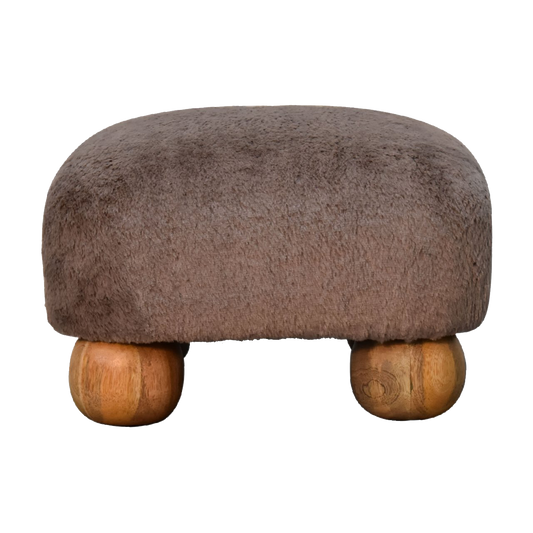 Mocha Faux Fur Nordic Footstool