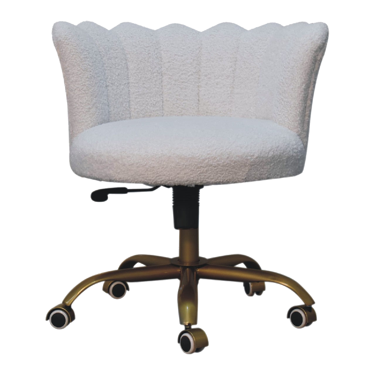 White Boucle Swivel Chair
