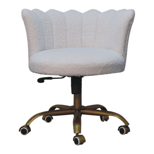 White Boucle Swivel Chair