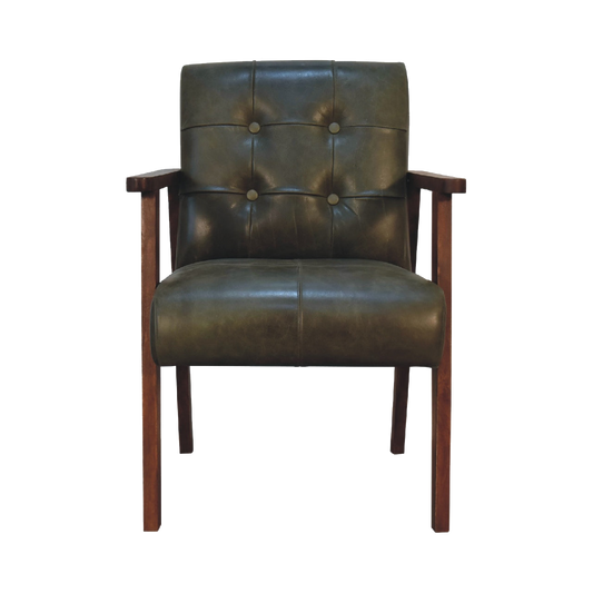 Olive Buffalo Leather Chair