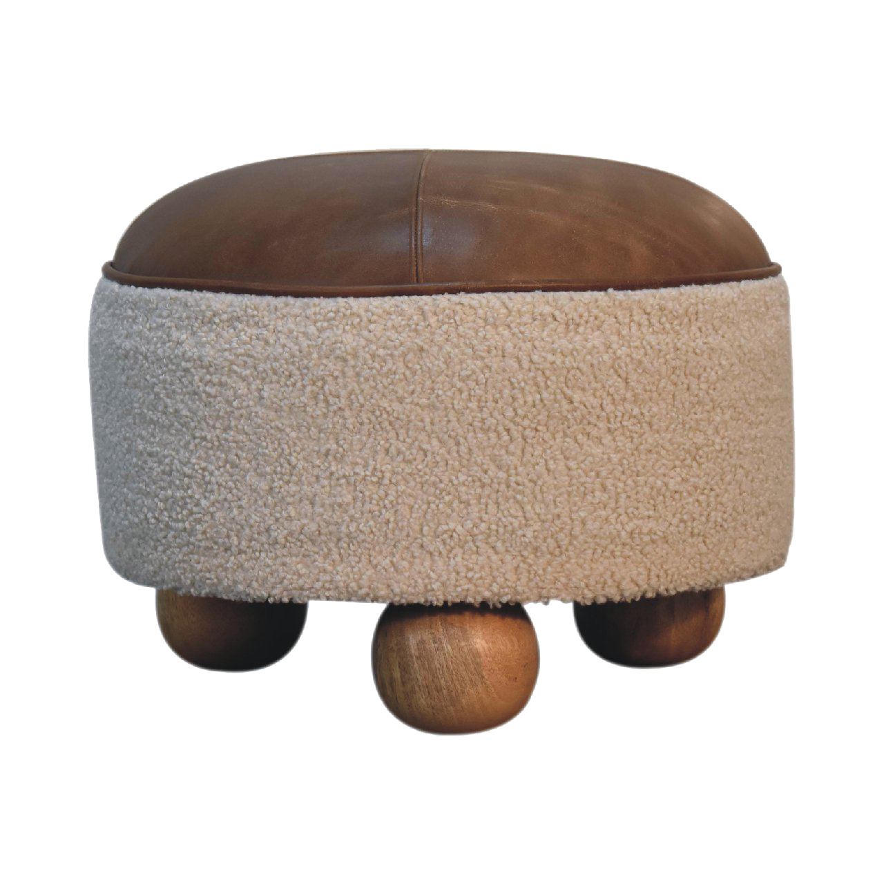 Cream Boucle Buffalo Footstool