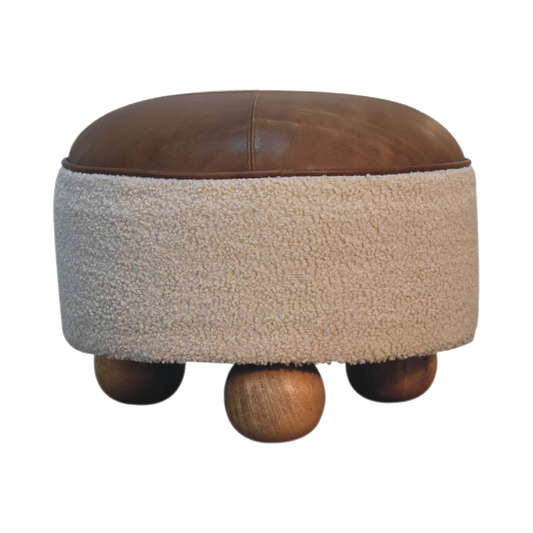 Cream Boucle Buffalo Footstool