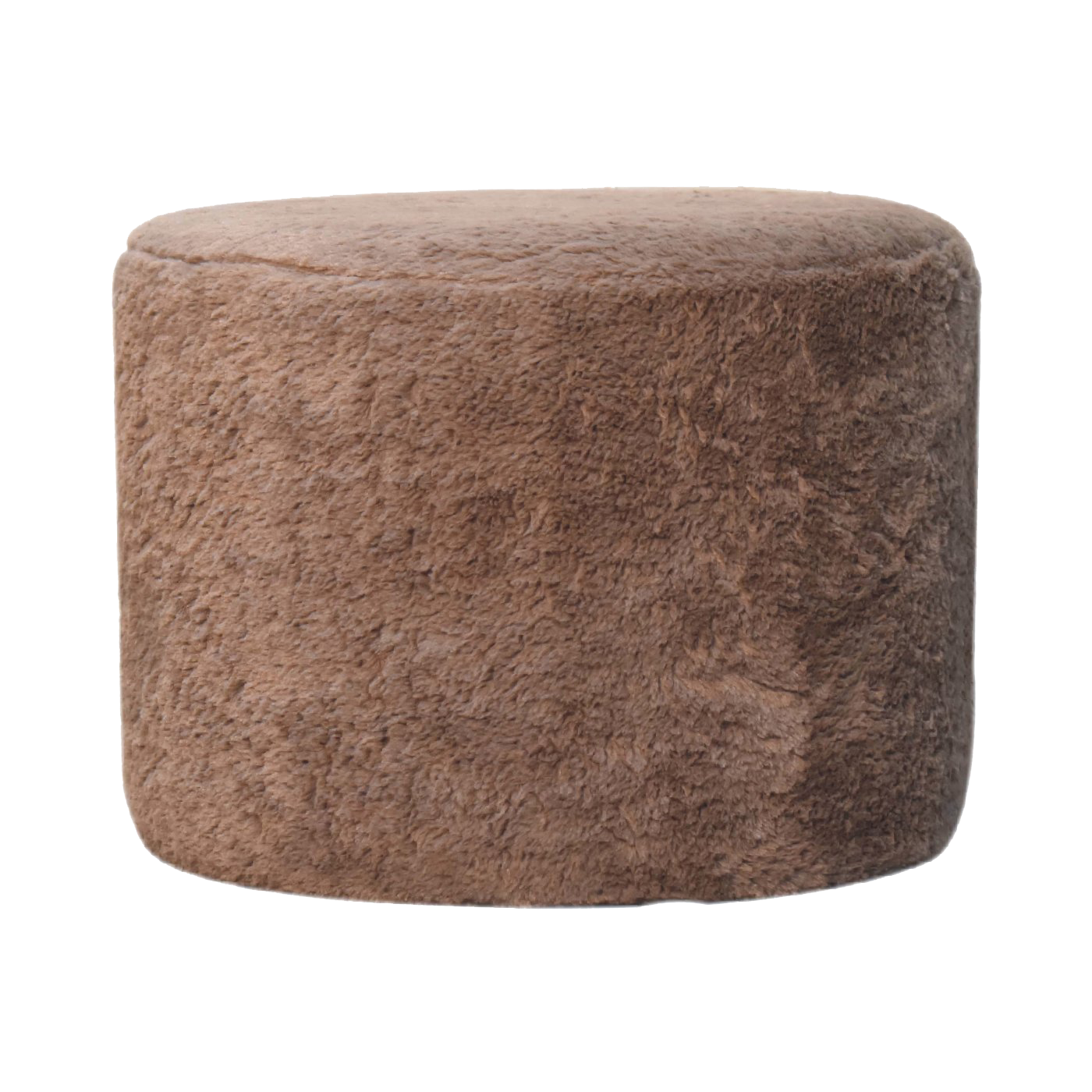 Mocha Faux Fur Round Footstool