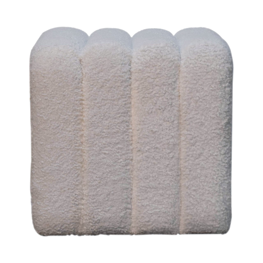 White Wavy Boucle Footstool