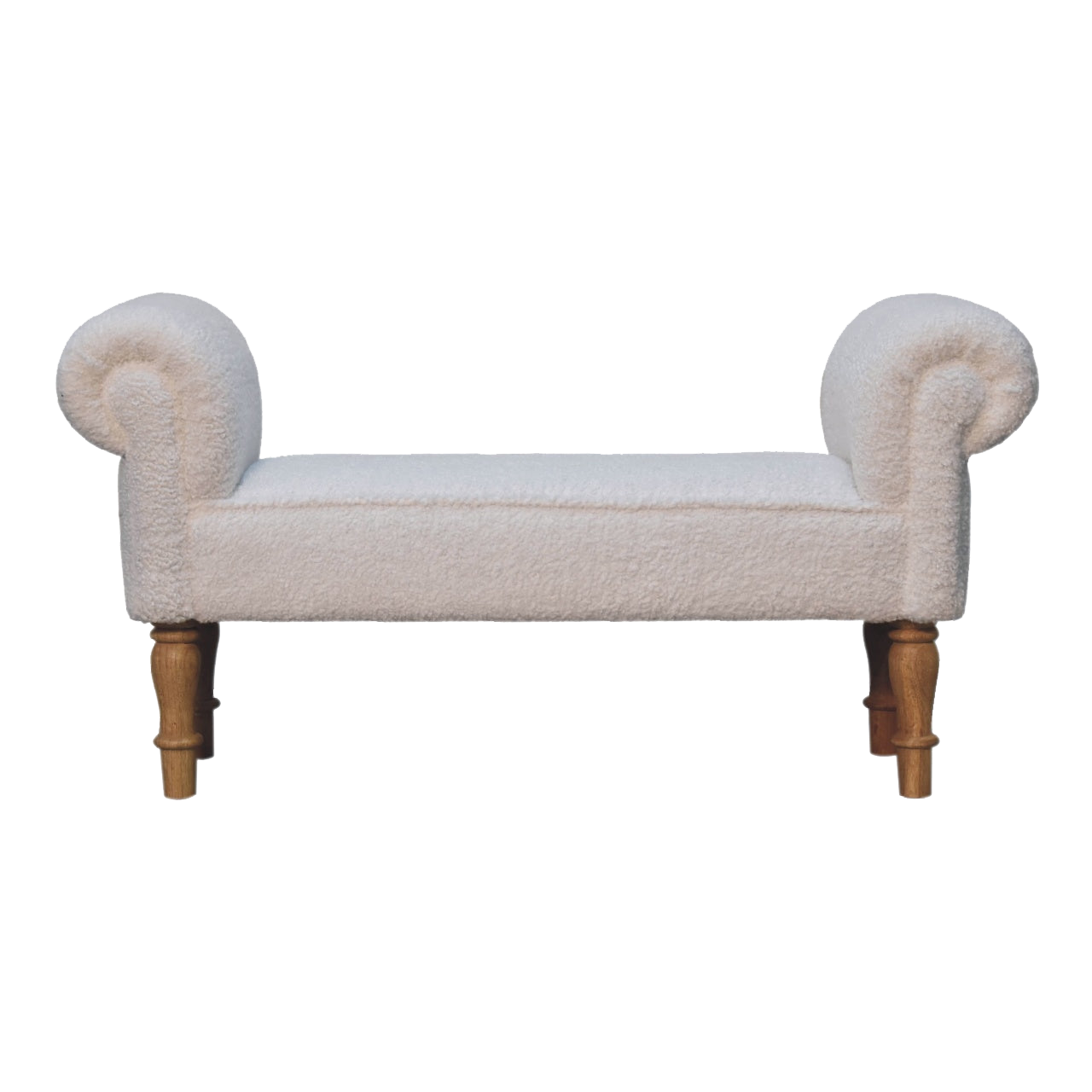 White Boucle Bedroom Bench