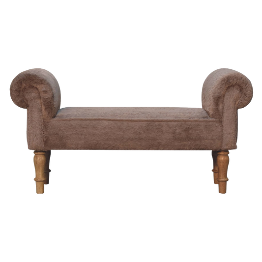 Mocha Faux Fur Bedroom Bench