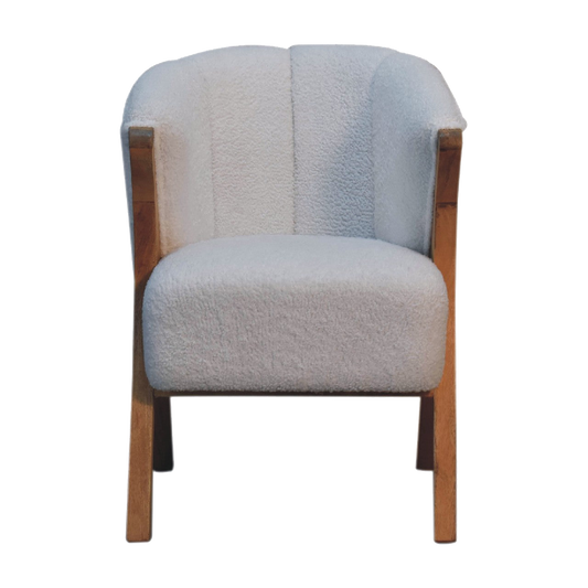 White Boucle Minimalistic Chair