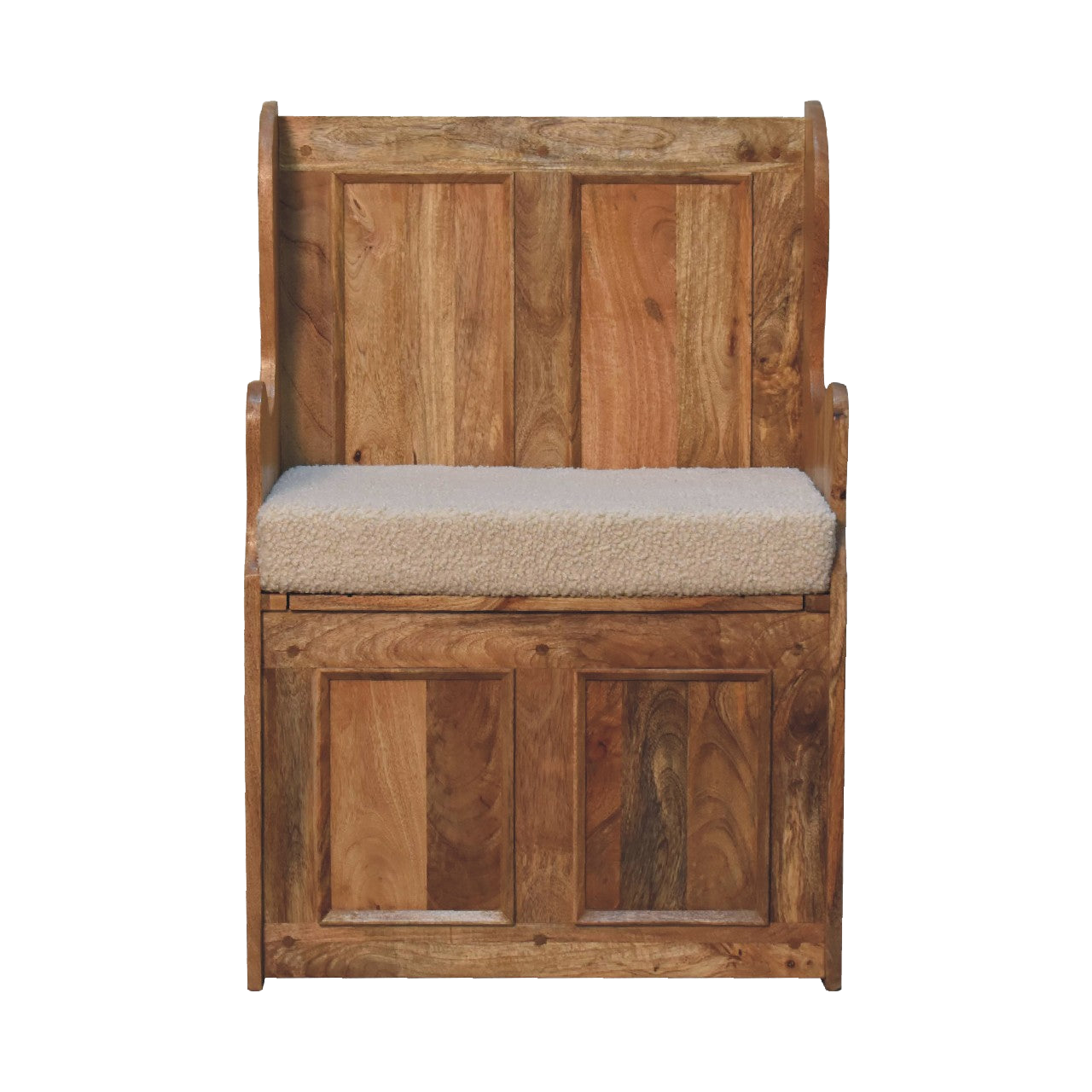 Cream Boucle Mini Monks Bench