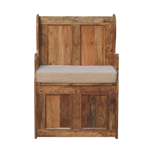 Cream Boucle Mini Monks Bench