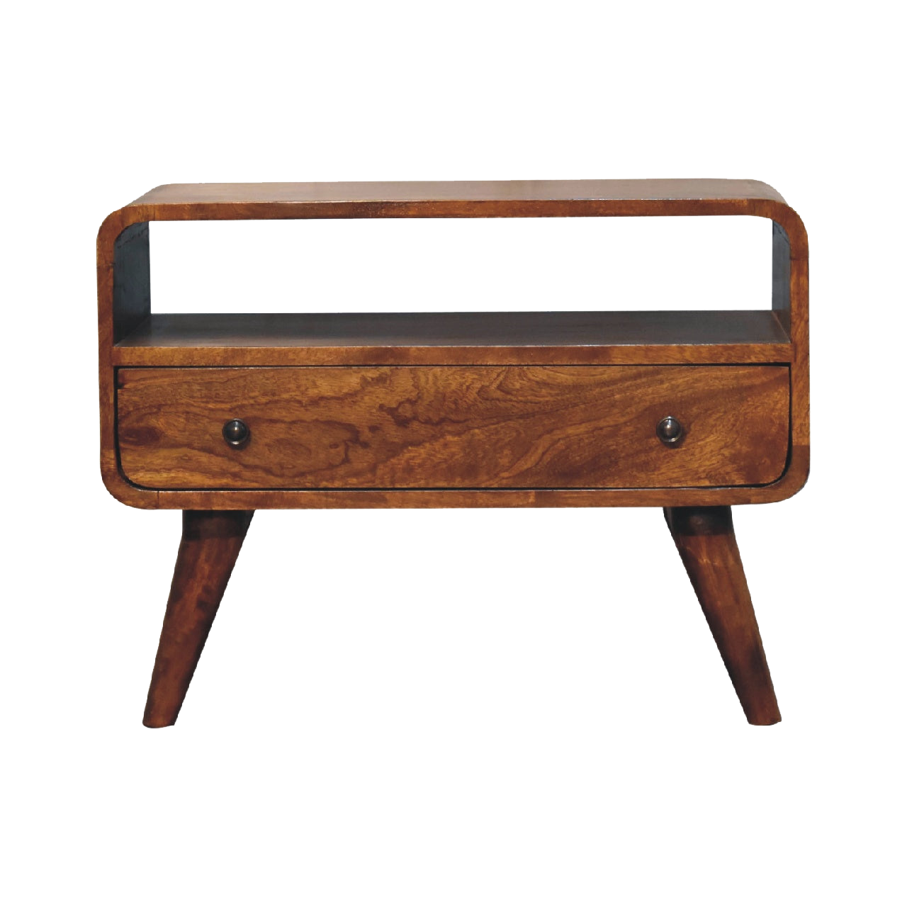 Mini Chestnut Curved Media Unit