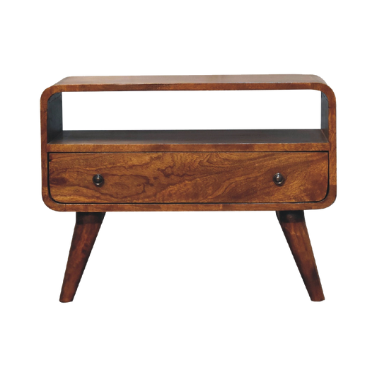 Mini Chestnut Curved Media Unit