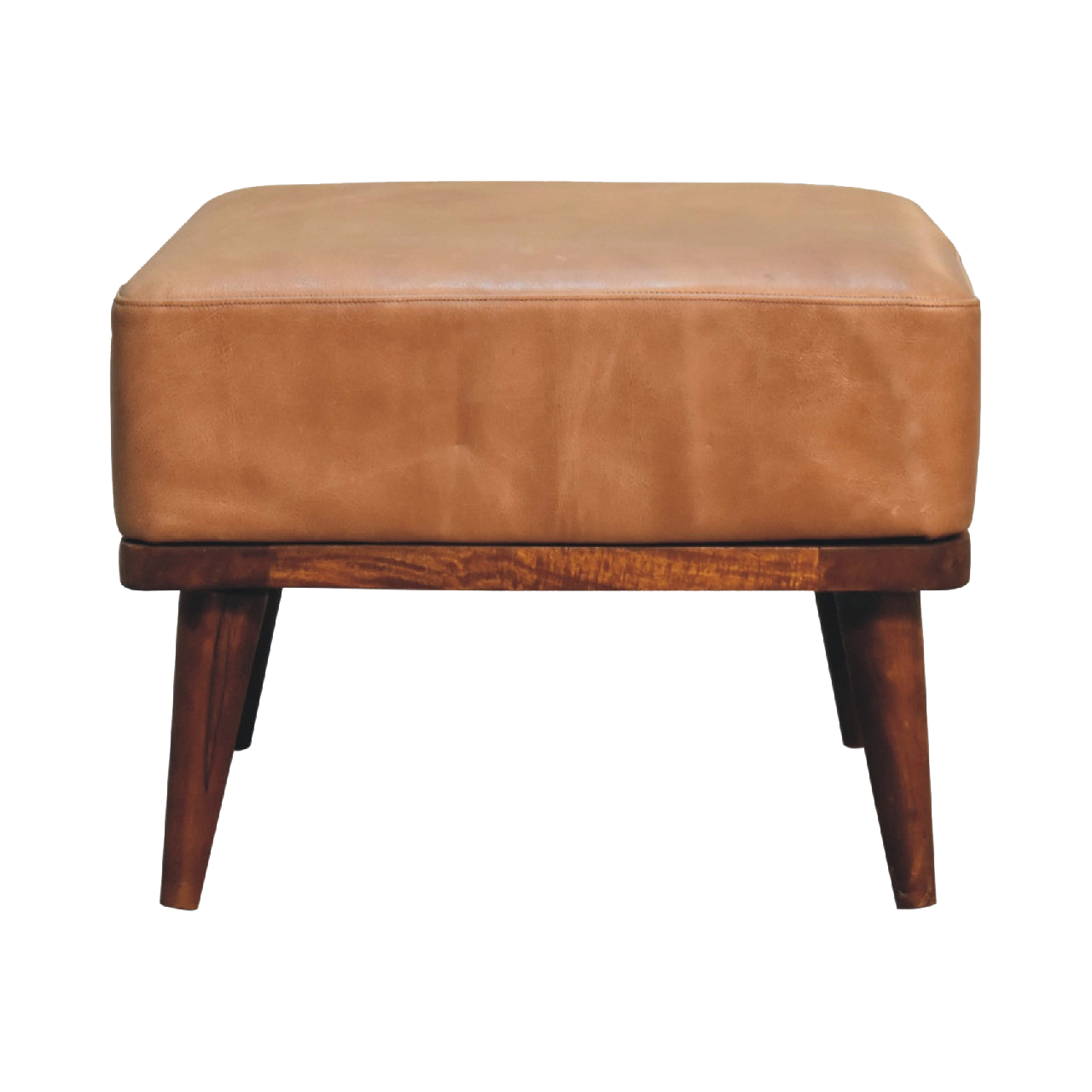Tan Buffalo Leather Tan Footstool