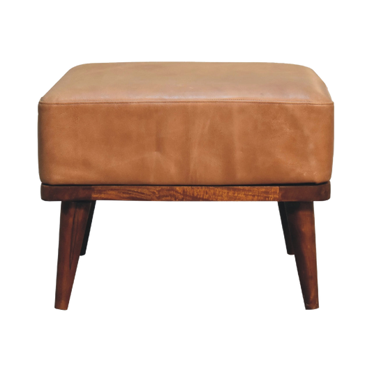 Tan Buffalo Leather Tan Footstool