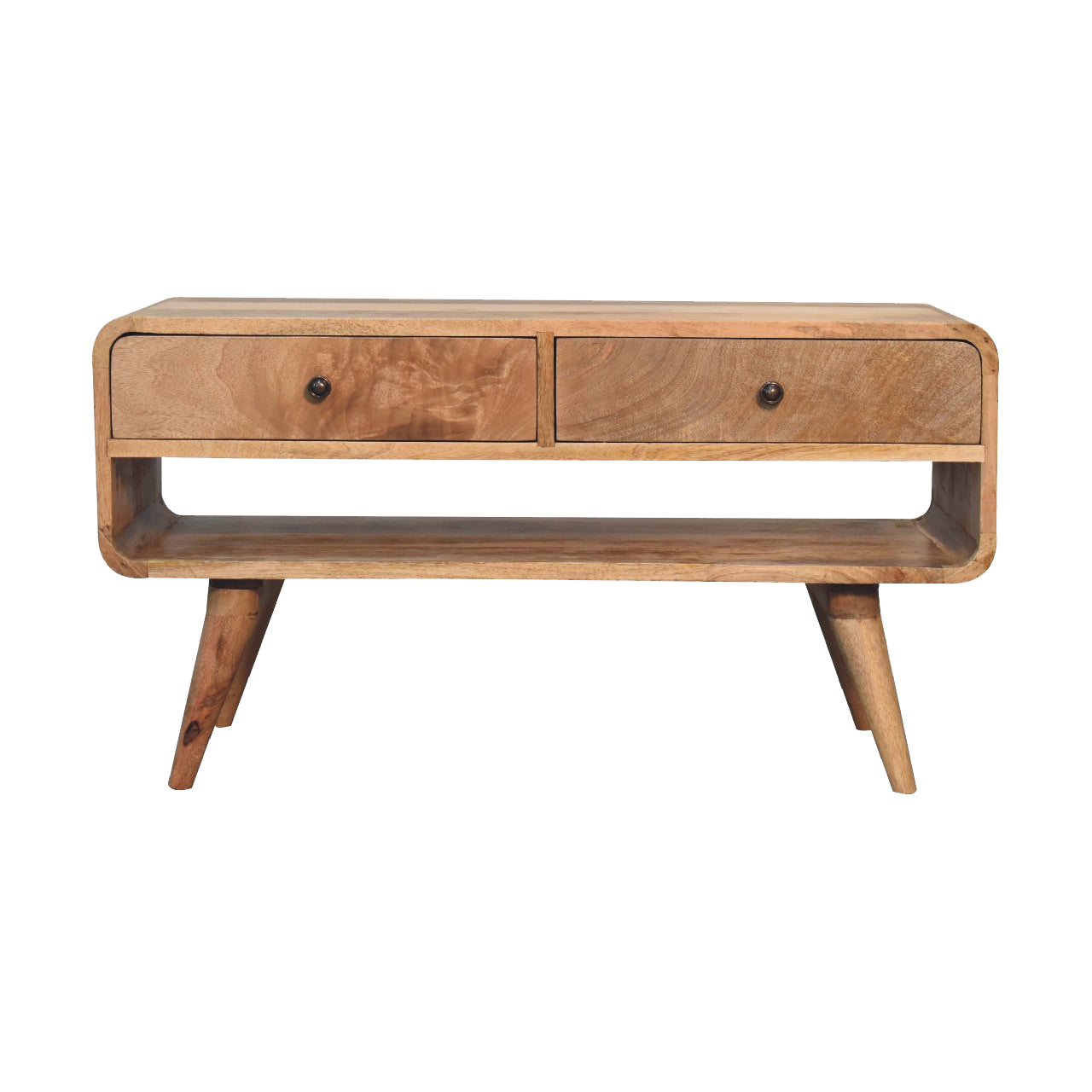 Reverse Curve Oak-ish Media Unit