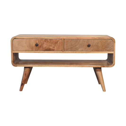 Reverse Curve Oak-ish Media Unit