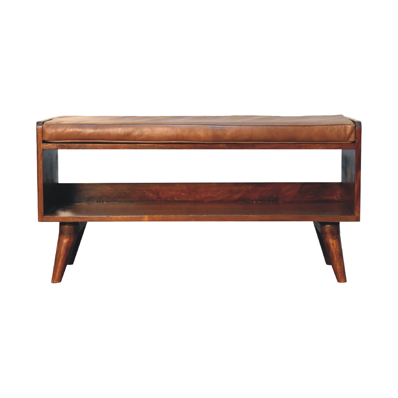 Chestnut Bench with Brown Leather Seatpad