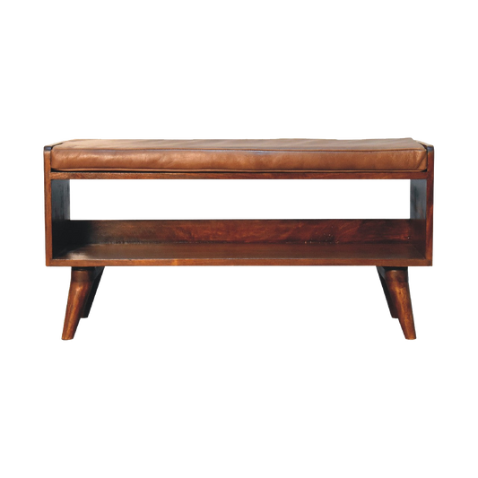 Chestnut Bench with Brown Leather Seatpad