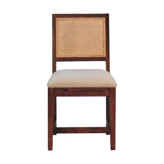 Cream Boucle Rattan Chair
