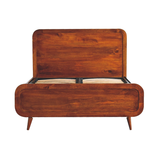 Curved Chestnut Double Bed