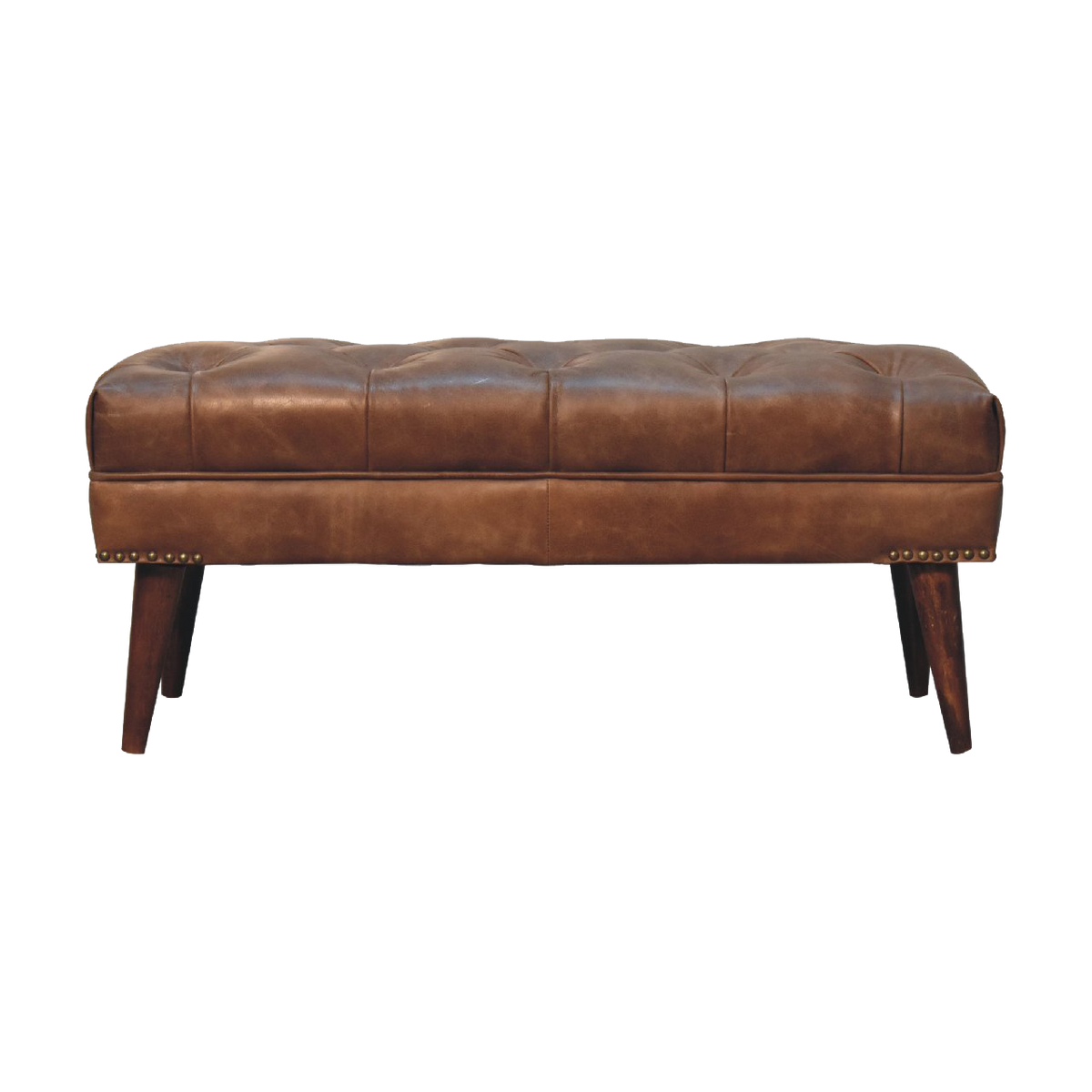 Harbour Brown Leather Bench